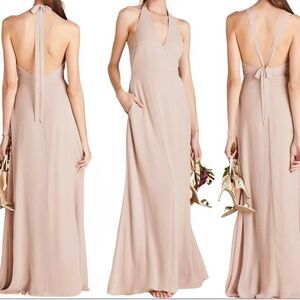 READ Birdy Grey Moni Convertible Bridesmaid Dress Taupe Beige Size Small